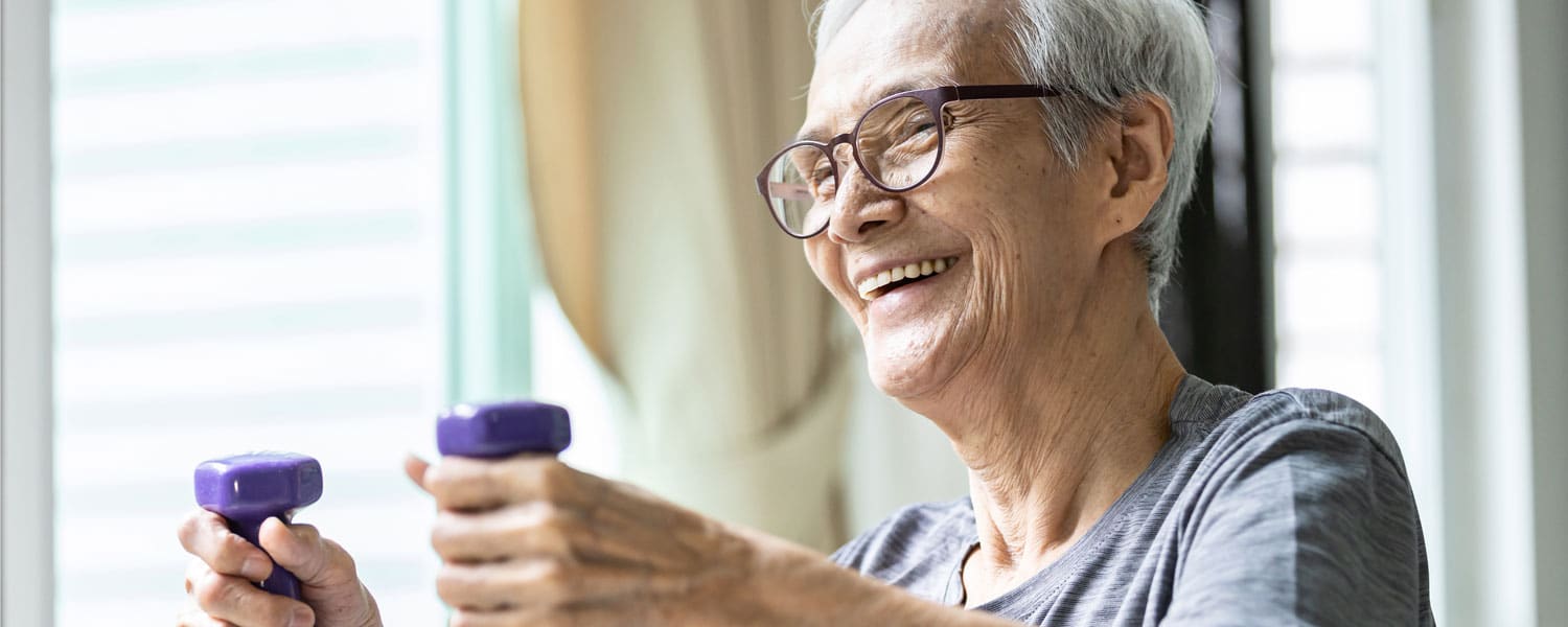 Elderly woman in physical therapy