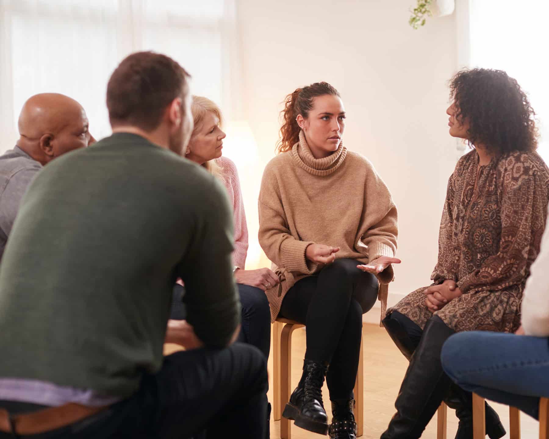A grief support group talking